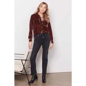 Evereve Eloise Velvet Button Down Shirt